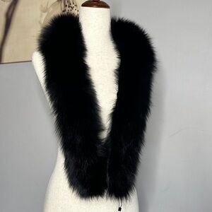REAL FUR black fox collar suede trim coat overcoat